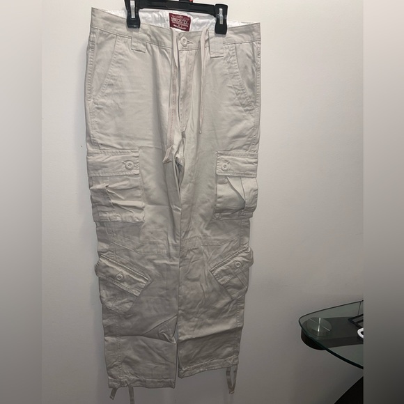 Baggy Y2K Adjustable Cargo Pants Beige - Picture 2 of 5